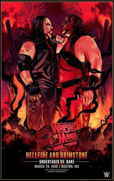 WrestleMania 14 Undertaker vs Kane Legendary Moments Poster Pwcatalog