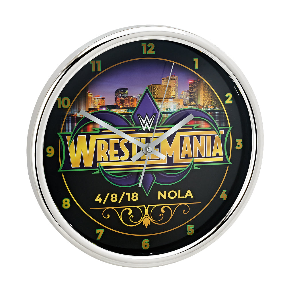 WrestleMania 34 12 Chrome Wall Clock Pwcatalog