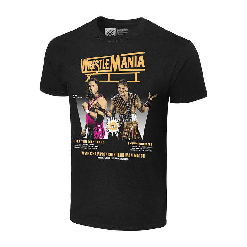 WrestleMania XII Bret Hart vs Shawn Michaels Matchup T-Shirt Pwcatalog