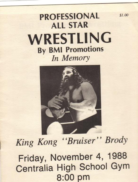 Wrestling Program 1988-11-04 professional all star wrestling memorial bruiser Brody Magazine PWcatalog