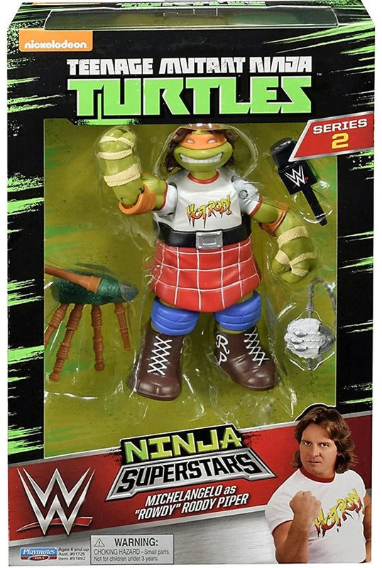 WWE Playmates Toys Teenage Mutant Ninja Turtles WWE Ninja Superstars 2 Michelangelo as "Rowdy" Roddy Piper Action & Toy Figures PWcatalog