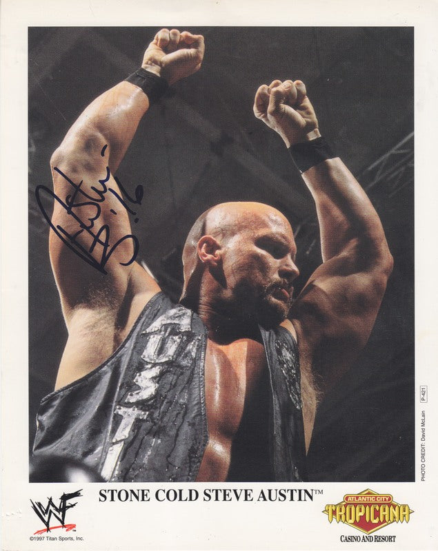 1997 Stone Cold Steve Austin (signed) P421b (RARE) color PW Catalog