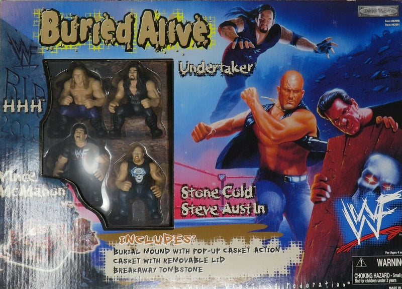 1999 WWF Jakks Pacific Brawl-4-All Buried Alive: HHH, Undertaker, Vince McMahon & Stone Cold Steve Austin Action & Toy Figures PWcatalog