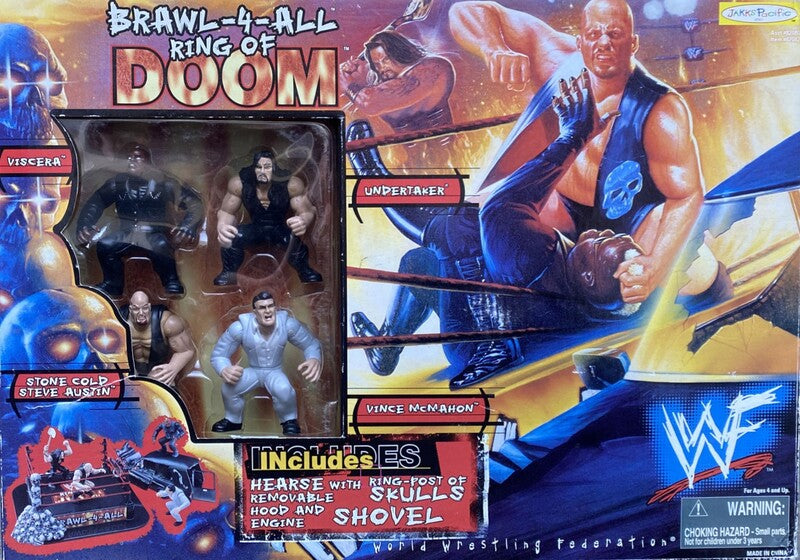 1999 WWF Jakks Pacific Brawl-4-All Ring of Doom: Viscera, Undertaker, Stone Cold Steve Austin & Vince McMahon Action & Toy Figures PWcatalog