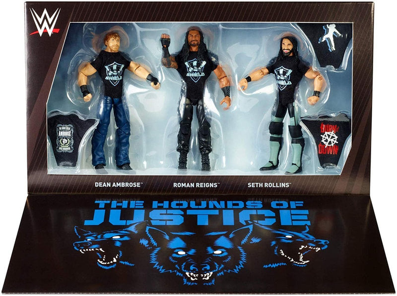 WWE Mattel Epic Moments The Hounds of Justice: Dean Ambrose, Roman Reigns & Seth Rollins Action & Toy Figures PWcatalog