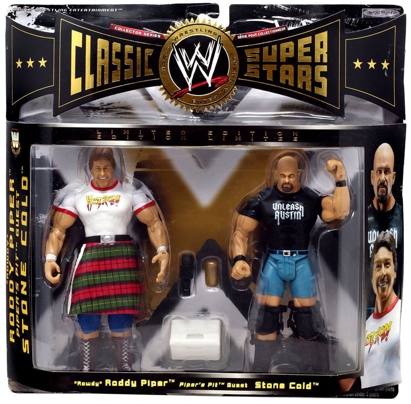 WWE Jakks Pacific Classic Superstars 2-Packs 3 "Rowdy" Roddy Piper & Piper's Pit Guest Stone Cold Action & Toy Figures PWcatalog