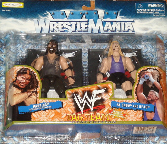 2001 WWF Jakks Pacific WrestleMania XV Tag Team: Mankind & Al Snow with Head Action & Toy Figures PWcatalog