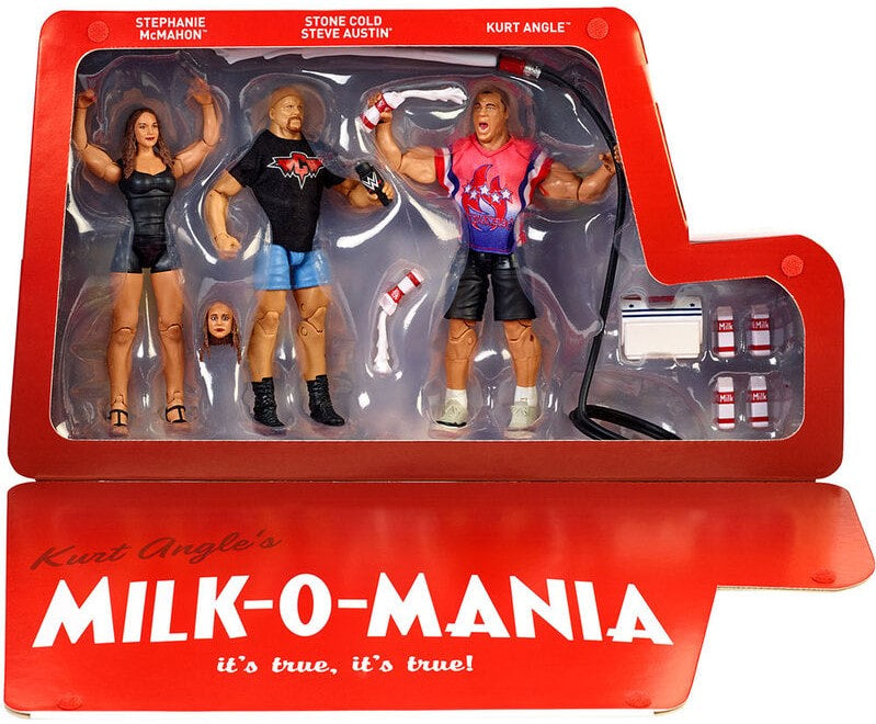 WWE Mattel Epic Moments Milk-o-Mania: Stephanie McMahon, Stone Cold Steve Austin & Kurt Angle Action & Toy Figures PWcatalog