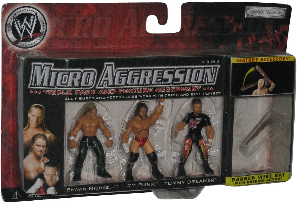 WWE Jakks Pacific Micro Aggression 3 Shawn Michaels, CM Punk & Tommy Dreamer Action & Toy Figures PWcatalog