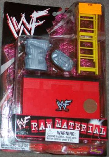 WWF Just Toys Bend-Ems Raw Material Ladder, Garbage Can & Announce Table Action & Toy Figures PWcatalog