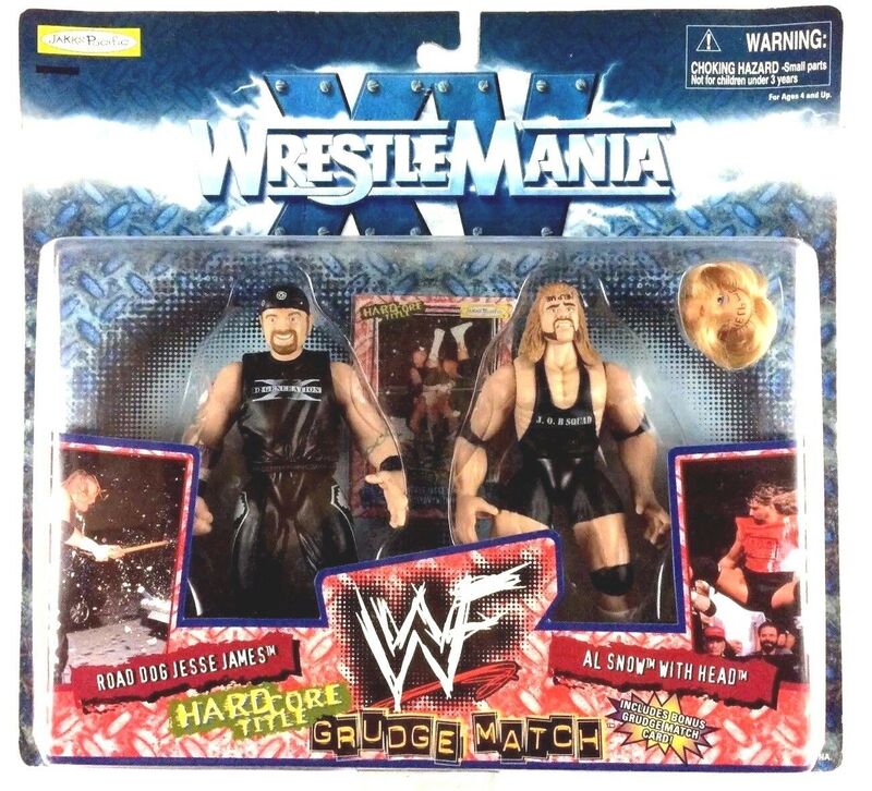1999 WWF Jakks Pacific Grudge Match: Road Dogg Jesse James vs. Al Snow with Head Action & Toy Figures PWcatalog