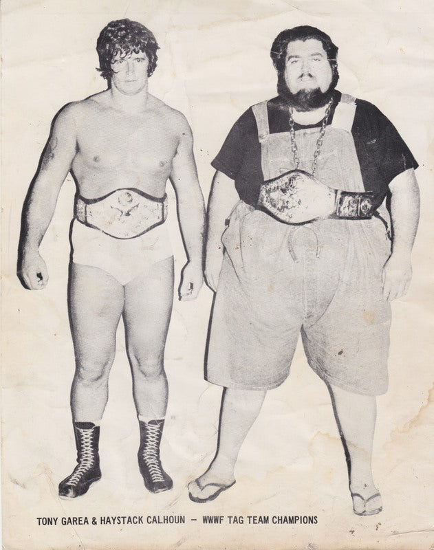 1973 WWWF TAG TEAM CHAMPIONS Tony Garia Haystacks Calhoun Promo Photo PWcatalog