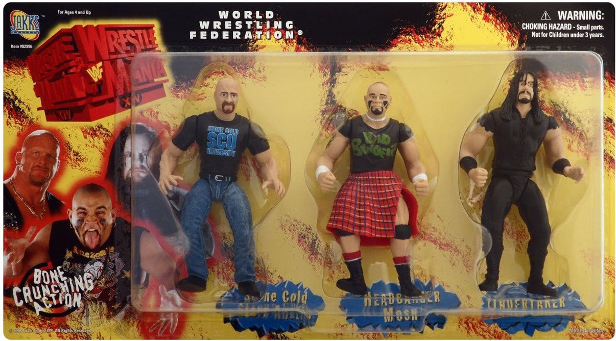 1998 WWF Jakks Pacific WrestleMania XIV Box Set: Stone Cold Steve Austin, Headbanger Mosh & Undertaker Action & Toy Figures PWcatalog