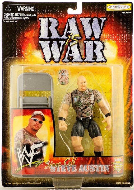 1999 WWF Jakks Pacific Raw Is War Stone Cold Steve Austin Action & Toy Figures PWcatalog