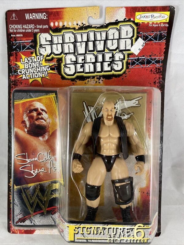 1999 WWF Jakks Pacific Signature Series 6 "Gold Edition" Stone Cold Steve Austin Action & Toy Figures PWcatalog