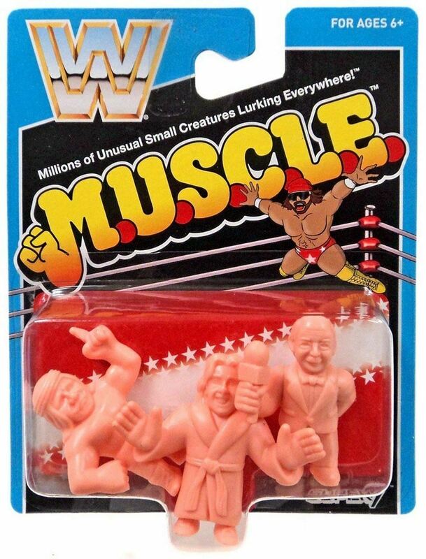 WWE Super7 M.U.S.C.L.E. Iron Sheik, Ric Flair & "Mean" Gene Okerlund Action & Toy Figures PWcatalog