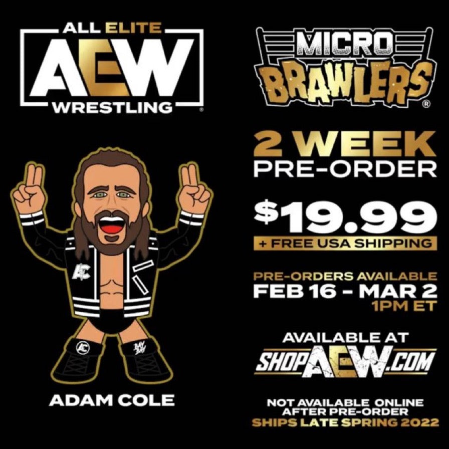 AEW Pro Wrestling Tees Micro Brawlers Limited Edition Adam Cole Action & Toy Figures PWcatalog