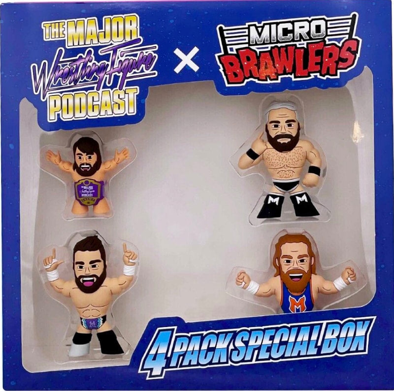 2021 Major Wrestling Figure Podcast Micro Brawlers 4 Pack Special Box: Swoggle, Mark Sterling, Matt Cardona & Brian Myers Action & Toy Figures PWcatalog