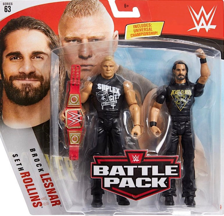 WWE Mattel Battle Packs 63 Brock Lesnar vs. Seth Rollins Action & Toy Figures PWcatalog