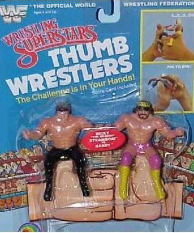 WWF LJN Wrestling Superstars Thumb Wrestlers Ricky "The Dragon" Steamboat vs. Randy "Macho Man" Savage Action & Toy Figures PWcatalog