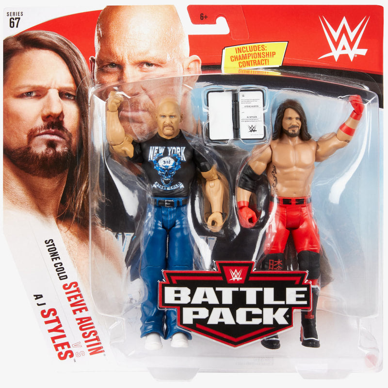 WWE Mattel Battle Packs 67 Stone Cold Steve Austin vs. AJ Styles Action & Toy Figures PWcatalog