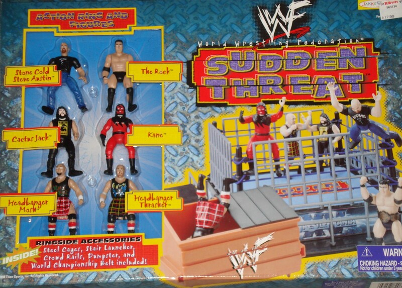 1999 WWF Jakks Pacific Mini Slammin' Action Sudden Threat Action Ring & Figures Action & Toy Figures PWcatalog