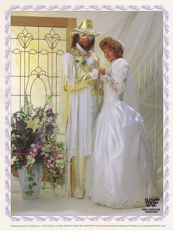 1991 Summerslam Match Made in Heaven: Macho Man Randy Savage Elizabeth Wedding Set of 4 color PWcatalog
