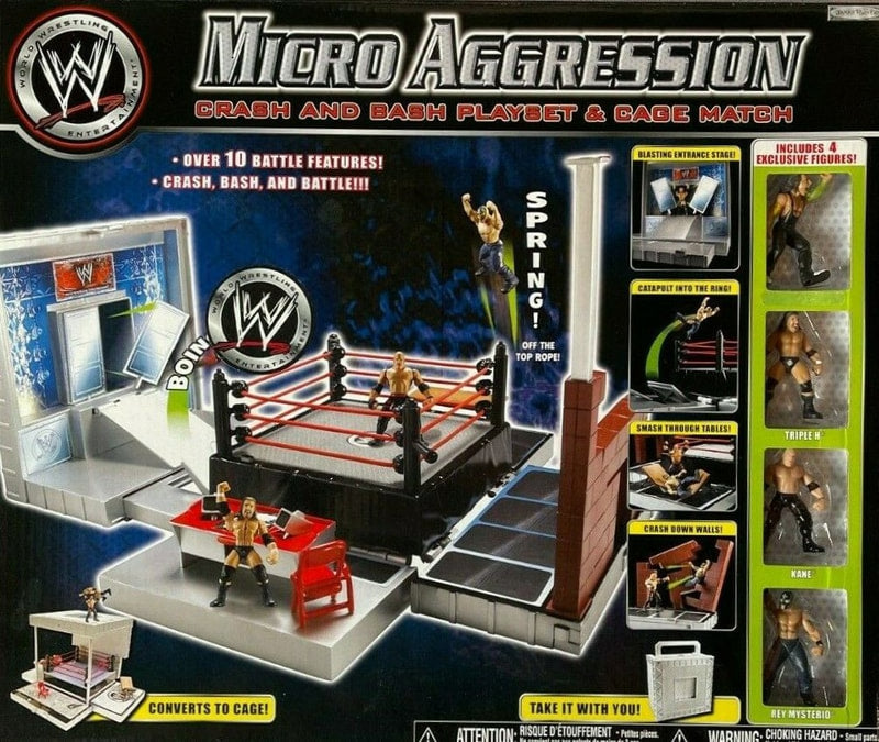 WWE Jakks Pacific Micro Aggression Crash and Bash Playset & Cage Match Action & Toy Figures PWcatalog