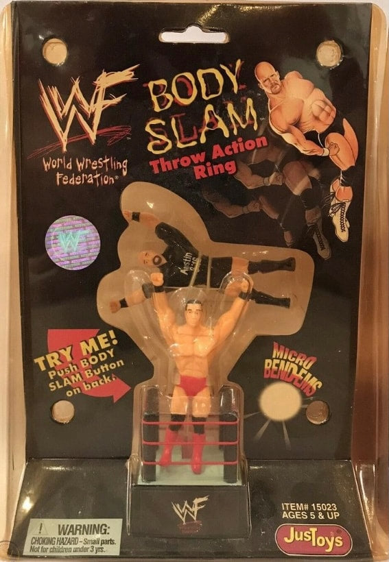 WWF Just Toys Micro Bend-Ems Body Slam Throw Action Ring Ken Shamrock & Stone Cold Steve Austin Action & Toy Figures PWcatalog