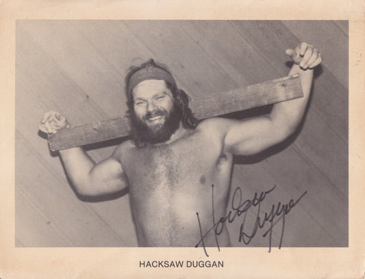 1980s Mid-South Hacksaw Jim Duggan (Signed) 8.5x11 Promo Photo