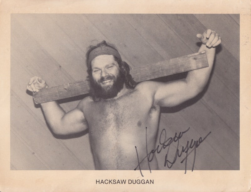 1980's Mid-South Hacksaw Jim Duggan (signed) 8.5x11 Promo Photo PWcatalog