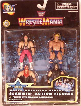 1997 WWF Jakks Pacific Mini Slammin' Action WrestleMania: Bret Hart, Sycho Sid, Vader & Undertaker Action & Toy Figures PWcatalog