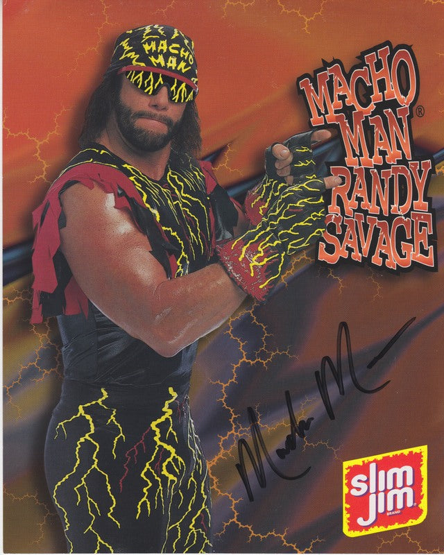 1997 Slim Jim Macho Man Randy Savage (signed) color PW Catalog