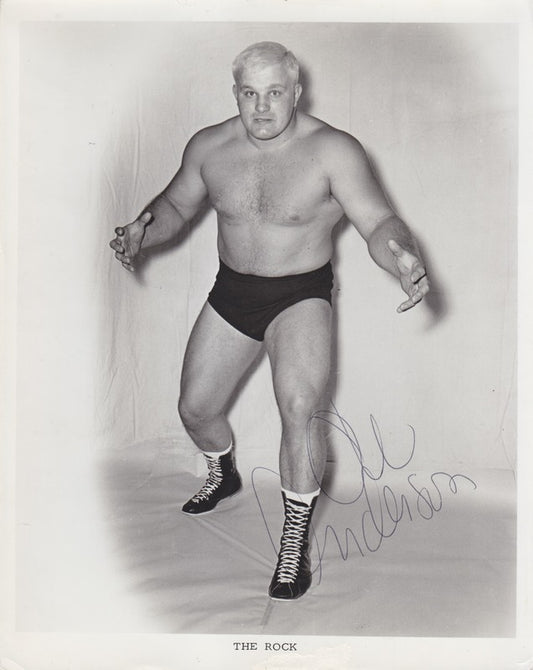 1970s AWA The Rock (Rogowski) Signed (Ole Anderson) Promo Photo