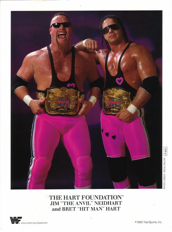 1990 WWF TAG TEAM CHAMPIONS The Hart Foundation P013a color PW Catalog