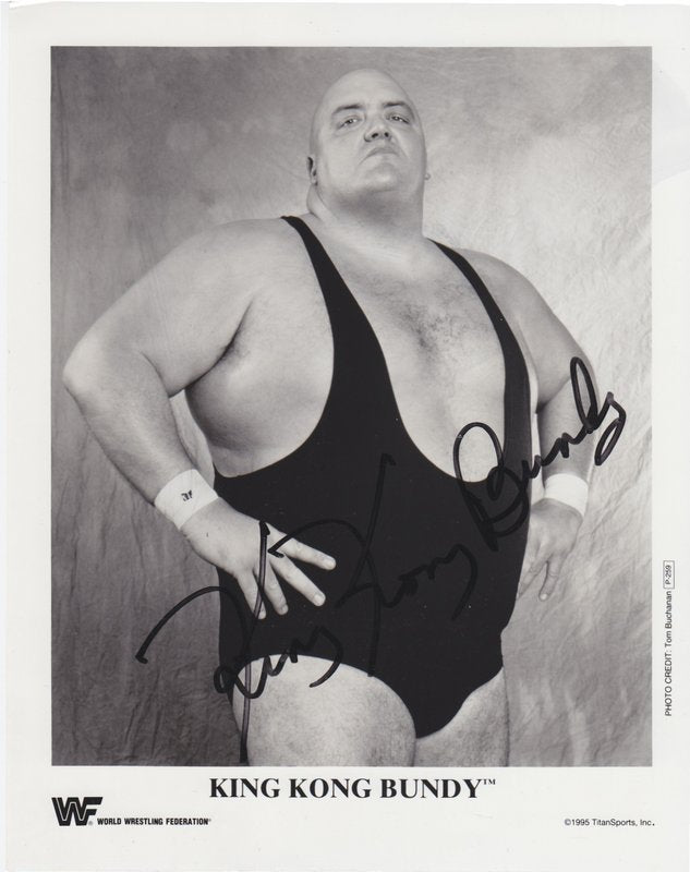 1995 King Kong Bundy P259b (RARE/signed) b/w PW Catalog