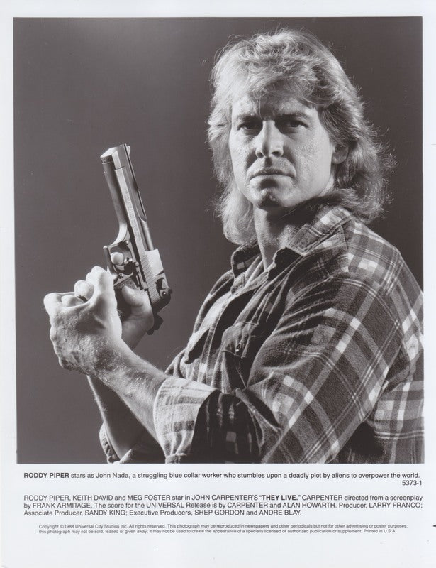 1988 Roddy Piper "They Live" publicity photo b/w PW Catalog