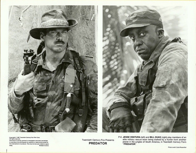 1987 Predator Jesse Ventura/Bill Duke publicity b/w PW Catalog