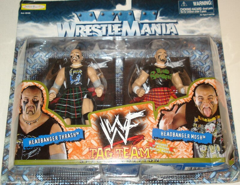 2000 WWF Jakks Pacific WrestleMania XV Tag Team: Headbanger Thrash & Headbanger Mosh Action & Toy Figures PWcatalog