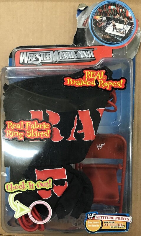 2000 WWF Jakks Pacific Ring Gear Series 1: Raw Set: Real Braided Ropes! Real Fabric Ring Skirts! Action & Toy Figures PWcatalog