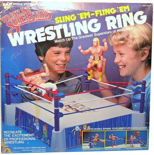 WWF LJN Wrestling Superstars Wrestling Rings & Playsets: Sling 'Em-Fling 'Em Wrestling Ring Action & Toy Figures PWcatalog