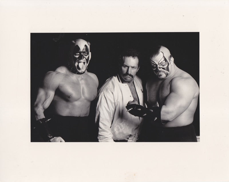 1987 NWA Road Warriors w/Paul Ellering Promo Photo PWcatalog