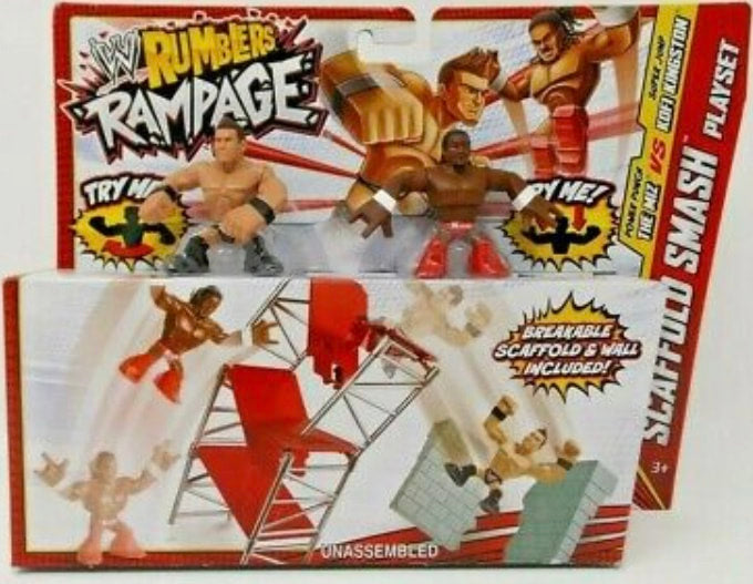 WWE Mattel Rumblers Rampage Wrestling Rings & Playsets: Scaffold Smash Playset: The Mi vs. Kofi Kingston Action & Toy Figures PWcatalog
