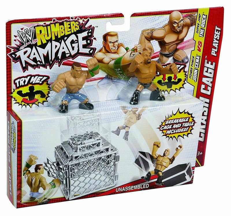 WWE Mattel Rumblers Rampage Wrestling Rings & Playsets: Crash Cage Playset: John Cena vs. The Rock Action & Toy Figures PWcatalog