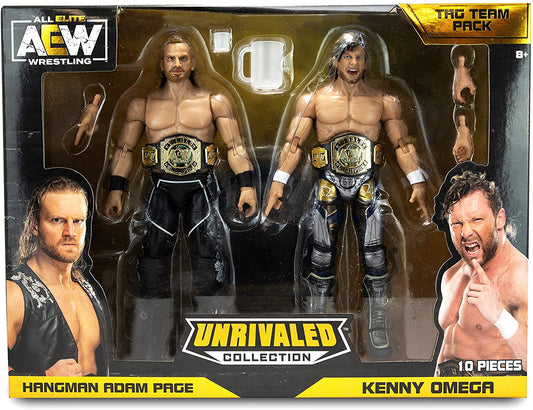 AEW Jazwares Unrivaled Collection Exclusive "Hangman" Adam Page & Kenny Omega Tag Team Pack Action & Toy Figures PWcatalog