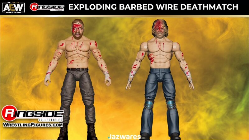 AEW Jazwares Unrivaled Collection Exclusive "Blood & Guts: Exploding Barbed Wire Deathmatch": Jon Moxley & Kenny Omega Action & Toy Figures PWcatalog