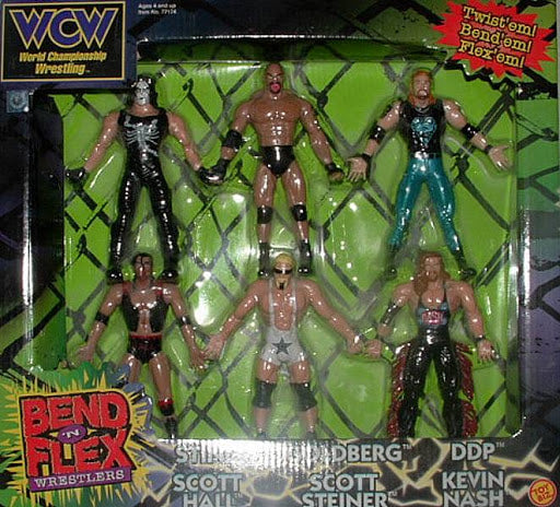 WCW nWo Bend n Flex フィギュア 4体セット WCW Toy Biz Bend 'N' Flex Sting, Goldberg, DDP, Scott Hall, Scott