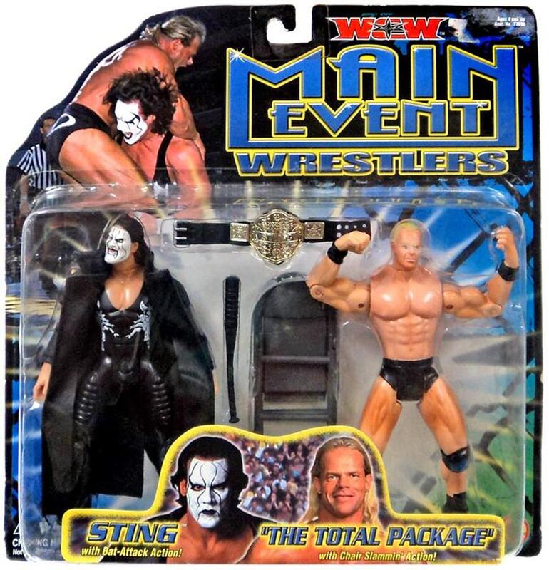 WCW Toy Biz Main Event Wrestlers Sting & "The Total Package" Action & Toy Figures PWcatalog