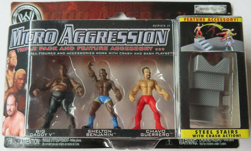 WWE Jakks Pacific Micro Aggression 11 Big Daddy V, Shelton Benjamin & Chavo Guerrero Action & Toy Figures PWcatalog