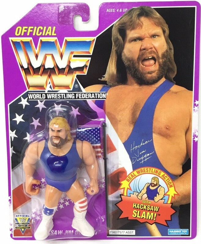 WWF Hasbro 9 Hacksaw Jim Duggan with Hacksaw Slam! Action & Toy Figures PWcatalog